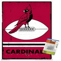 Arizona Cardinals - zidni poster s retro logotipom s gumbima, 14.725 22.375
