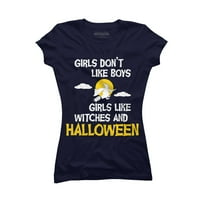 Djevojke poput Halloween juniora mornarsko plave grafičke majice - dizajn od strane ljudi xl