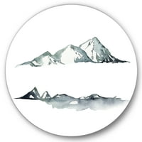 DesignArt 'Minimalistički tamnoplava planina Pejzaž' Moderni metalni zid - disk od 23 godine