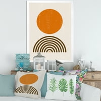 DesignArt 'Sažetak minimalna duga i narančastog sunca I' moderni uokvireni umjetnički tisak