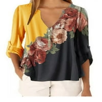 Preveliki S-5xl modni rolani bluza bluza majice za žene plus gumb za veličinu dolje košulje casual boho cvjetna
