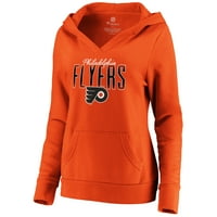 Ženski Philadelphia Flyers Fanatics markirani narančasti ikonski uspravni scenarij V-izrez pulover hoodie