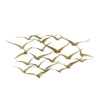 Dekor zida zlatne metalne folije s prikazom letećeg jata ptica