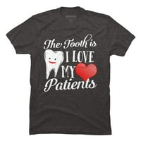 Zub istina je da volim svoje pacijente stomatolog Valentinovo zubi Mens crna grafička majica - dizajn od ljudi