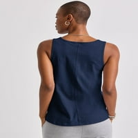 Ženska majica bez rukava U troslojnoj tkanini, Sportska mornarica, Plus veličina od 2 do 2