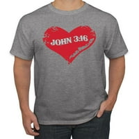 Volio Ivan 3: Biblijski stih kršćanska inspirativna grafička majica kršćanskih muškaraca, Heather Grey, Medium