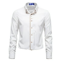 Adviicd muške košulje muške jesenske zimske ležerne gornje majice ležerna labava bluza bluza gornji rever dugi