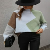 Ženski džemperi ležerni blok s dugim rukavima Blok Patchwork Pulover pleteni džemper vrhovi