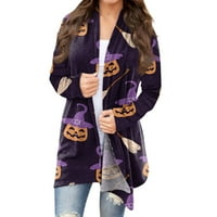 Ženski modni casual Halloween Print srednje dužine kaputa kardigan jakna