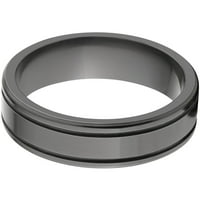 Ravni crni cirkonijev prsten s dva žljebova i polirani završetak