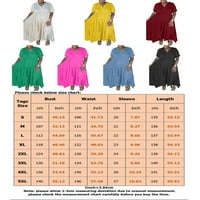 Bomotoo Ladies Maxi haljine v Neck Summer Beach Sundress Solid Color Duga haljina Kaftan odmor marelica XL