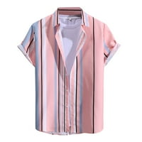 Adviicd muški ljetni odmor Top Shirt Stripe Print Tops Košulja kratka rukava skrenite gumb za ovratnik elegantni