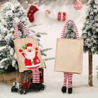 Božićna poklon torba, božićni ukras kreativna slatka lanena stroj izvezena torba torba, torba za pakiranje bombona