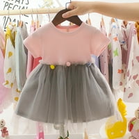 Modna dječja odjeća Lawor Kids Girl Trend Lijepa mreža kratkih rukava haljina pređe Sin princeza suknja ružičasta
