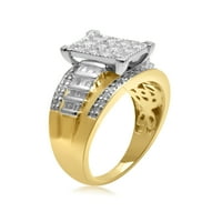 Karatna baguette i okrugli dijamant od žutog zlata od 18 karata preko zaručničkog prstena od srebra