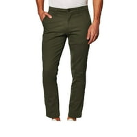 Pripijene hlače za muškarce, muške radne Chinos Hlače srednjeg struka, kratke uske ravne vojne zelene boje;