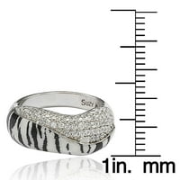 Divlja strana sterling srebrni kubični cirkonij bijeli tigar prsten