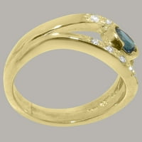 14k britansko žuto zlato, prirodni londonski plavi topaz i kubični cirkonij, ženski prsten za narukvicu - opcije