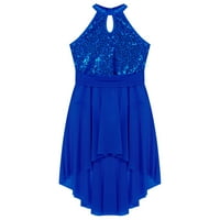 Baletna lirska Plesna haljina s nepravilnim šljokicama, kostim balerine, veličine 6 - kraljevsko plava 14