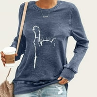 Modna žena okrugla vrata majica s dugim rukavima jesenski tiskarski vrhovi dukserica plus majice majice za jesen