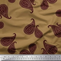 Soimoi zelena svilena tkanina maroon paisley print za šivanje tkanina