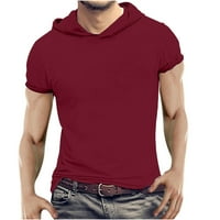 Muške Ležerne majice s kapuljačom, modni jednobojni pulover kratkih rukava, gornji dio za muškarce, ljetne lagane