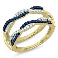 Kolekcija DazzlingRock 14K Blue Sapphire & White Diamond Wedding Band čuvar Double Band CT, žuto zlato, veličina
