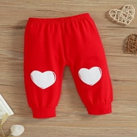 Komplet odjeće za dječake za moje prvo Valentinovo: kombinezon s dugim rukavima s printom slova + hlače sa srcem