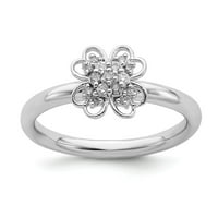 Prsten s cvijetom od srebra s dijamantom
