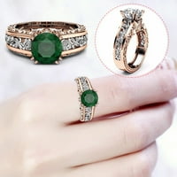 Yubnlvae prstenovi legura prsten separati na poklon zlatu pozlaćene dame u boji ruža nakit prstenovi zeleni 12