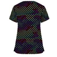 Žene gradijentni geometrijski ispis piling vrhovi majice kratkih rukava Medicinska ujednačena majica v vrata majice