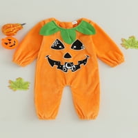 XKWYSHOP novorođenčad djevojčice casual Crewneck Romper narančasta natiska dugih rukava, print bundeva, Halloween