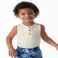 Moderni trenuci Gerber Bay Boy Ribbed Henley Bodysuits and Shorts Outfit Sets, 4 -komad, - mjeseci