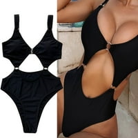 Ženski kupaći kostim u donjem dijelu donje žice Plus veličine, Ženski crni kupaći kostim