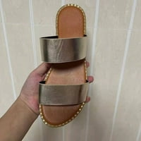 Rewenti Summer Nove ravne metalne dame Vanjska nosi dvije sandale i papuče Ljetne žene sandale Clearment Gold