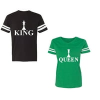 Šah King QueenUnise par koji odgovara majici u stilu pamučnog dres kontrastnih pruga na rukavima
