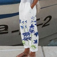 Ženske ljetne pamučne hlače s printom u donjem rublju, džep s ravnim rukavima, Ležerne hlače široke duljine s