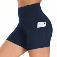 Žene trening joga kratke hlače biciklističke kratke hlače za visoki struk s džepovima - Poliester joga trbuh kontrola