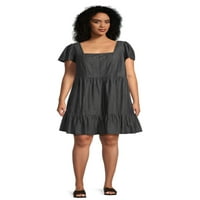Ženska haljina za ljuljanje s kvadratnim izrezom veličine & veličine plus