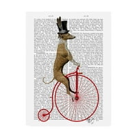 Likovna umjetnost s potpisom HRT na crvenom biciklu za Peni Farthing na platnu iz Mile.