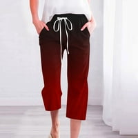 Ženske hlače Žene labave ravne Capri hlače modni gradijent otisak visokog struka String Creing Shited Pantrings
