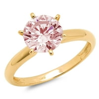 0,5 karatni ružičasti dijamant okruglog reza 14k imitacija žutog zlata graviranje godišnjice zaruka vjenčani prsten