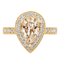 2.36CT CHER CUT CHAMPAGN SImulirani dijamant 18k Angažman za angažman žutog zlata Veličina Halo prstena 6.25