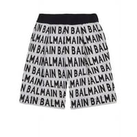 Balmain Kids bež crne logo-otiske pamučnih kratkih hlača, veličina marke 6y