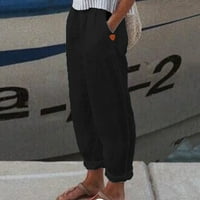 Ženske hlače širokih nogavica s visokim strukom, elastične hlače s kravatom, ravne duge hlače s džepovima