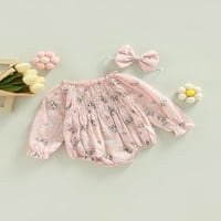 Musuos bebe djevojčice romper ruffles dugi rukavi s cvjetova ramena tiskati slatki kombinezon