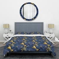 DesignArt 'retro luksuzni valovi u zlatnom i plavom ix' Moderni pokrivač u sredini stoljeća