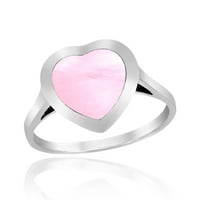 Srce suosjećanja ružičasta majka bisera umetnica sterling srebrni prsten-8