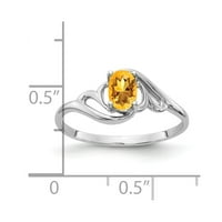 Čvrsto 14K bijelo zlato 6x ovalni citrin žuti studeni zaručnički prsten Studeni Gemstone Veličina 6.5