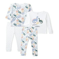 Cutie Pie Baby & Toddler Boys Dugi rukav Snug Fit Pamul Pijama, 4-komad set